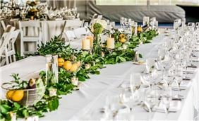Marquis tent wedding reception table