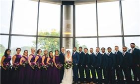 A wedding reception at Oak Brook Hills Resort overlooking the grounds